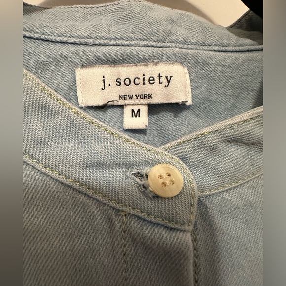J Society blue chambray button-down with mandarin collar - Size M - Picture 7 of 9